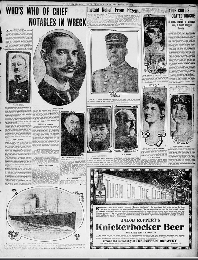 The New Haven Union du 16/04/1912
